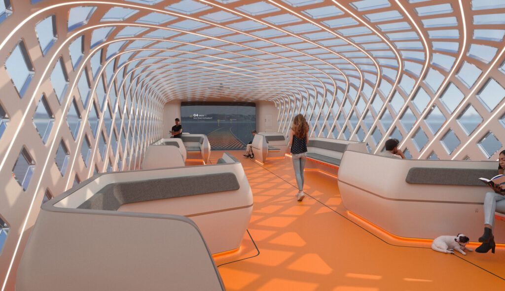 futuristic transport: Ferry terminal interior
