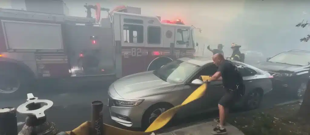 New York driver finds out the hard way that you shouldn't park next to a fire hydrant