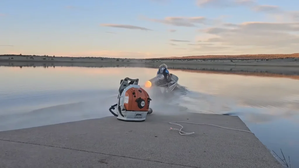 Oregon man mounted a jet engine on a 60 year old fishing boat to blast around a lake and thinks he may have set a world record