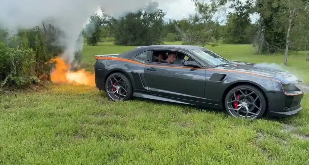 A turbine car built from a Chevy Camaro fired up its jet engine at a McDonald’s drive-thru and left without a McFlurry after causing a fiery scene
