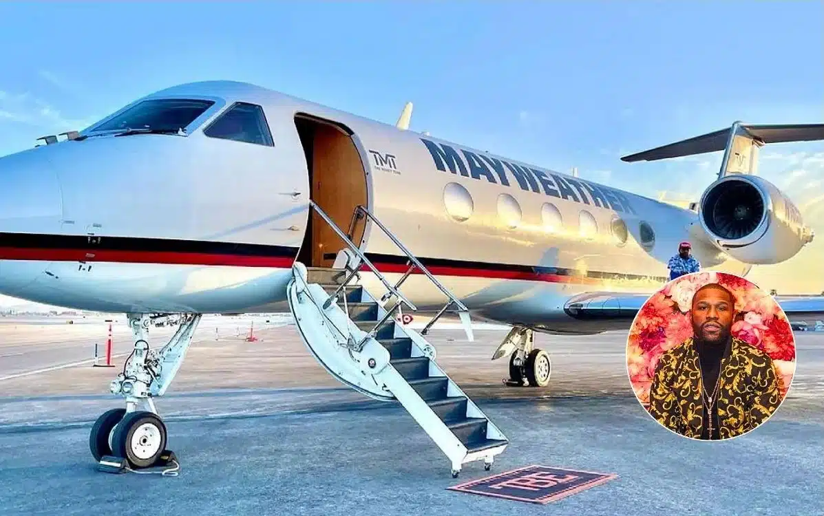 Floyd Mayweather goads fans by showing how he parks his private jet