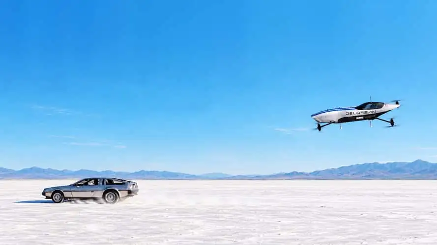 DeLorean enters the skies by teaming up with an electric flying car racing organization