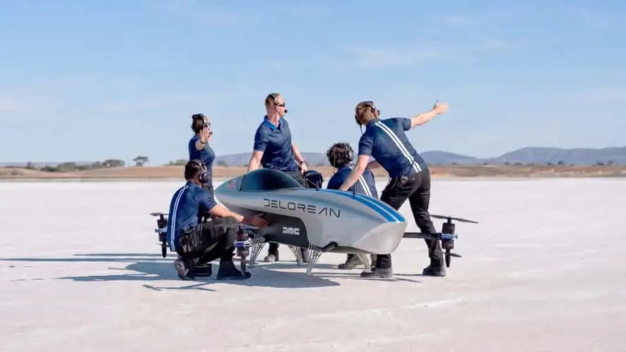 DeLorean enters the skies by teaming up with an electric flying car racing organization