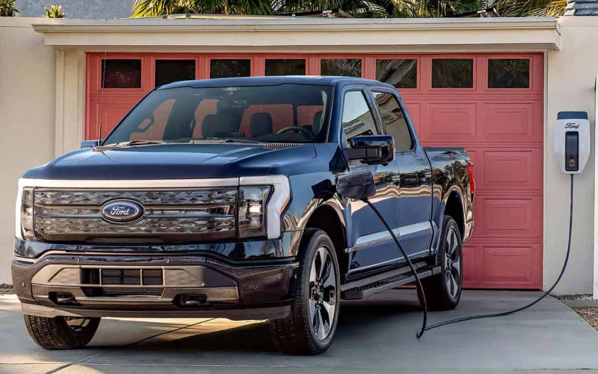 Ford F-150 Lightning electric truck powering a house