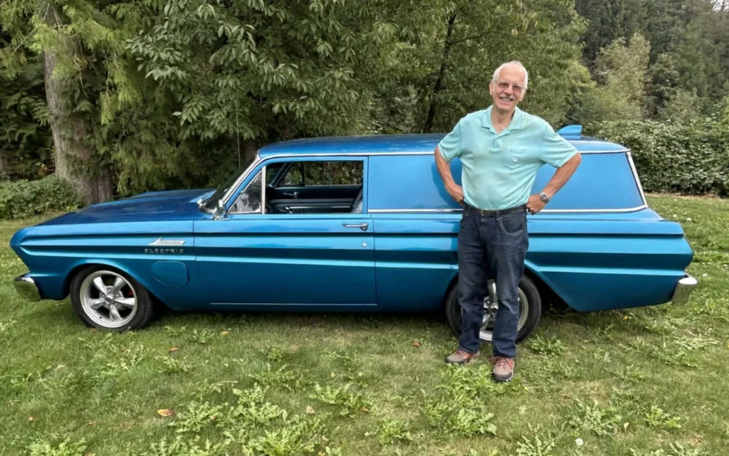 Rusty 1965 Ford Falcon transformed into 280‑hp electric van using Mach‑E parts