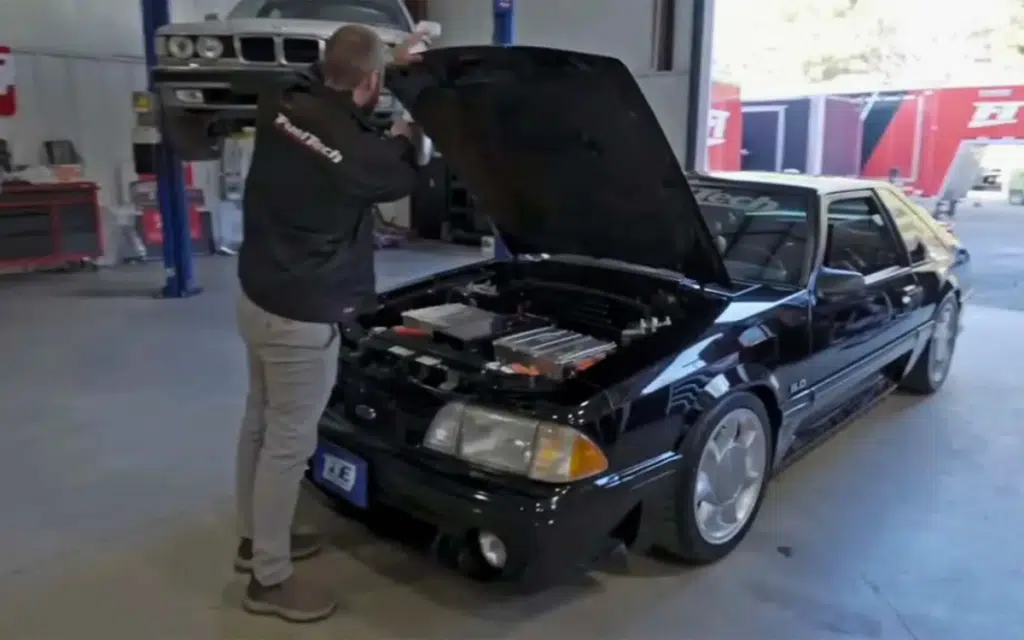 This garage in Georgia transformed a 1990s Ford Mustang Foxbody into a 'very special' EV, powering a wild five-speed manual beast