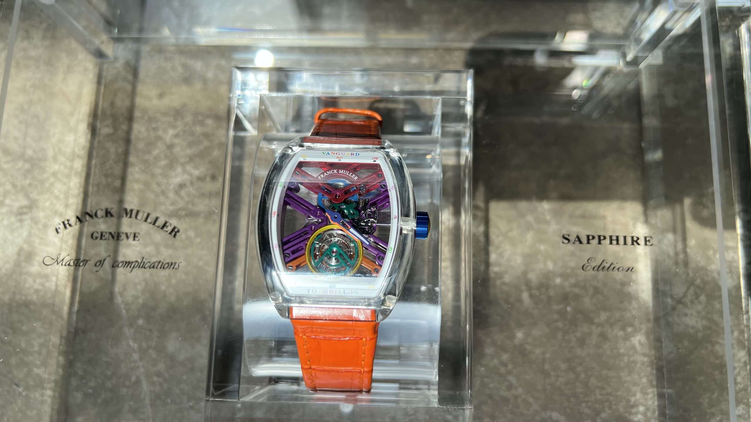 The watch in the sapphire crystal case.