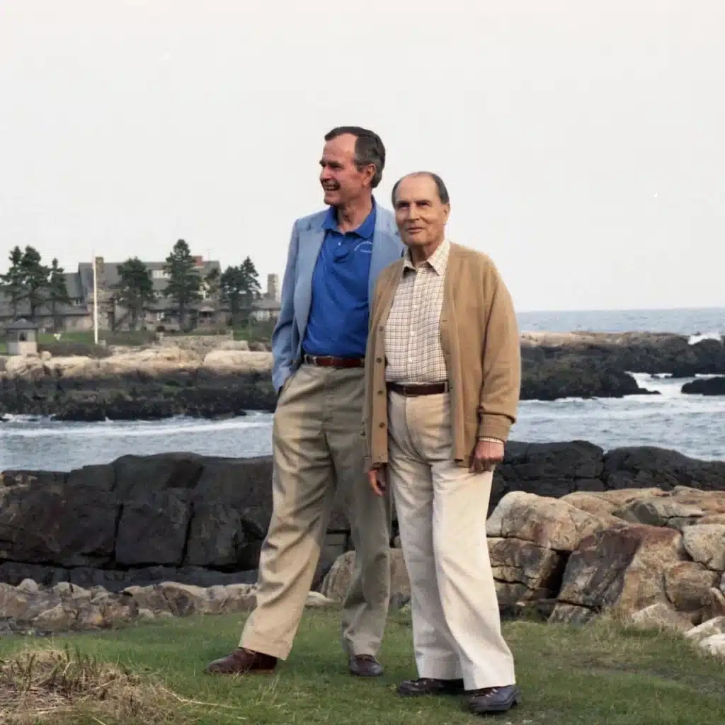 Francois Mitterrand and George H.W. Bush
