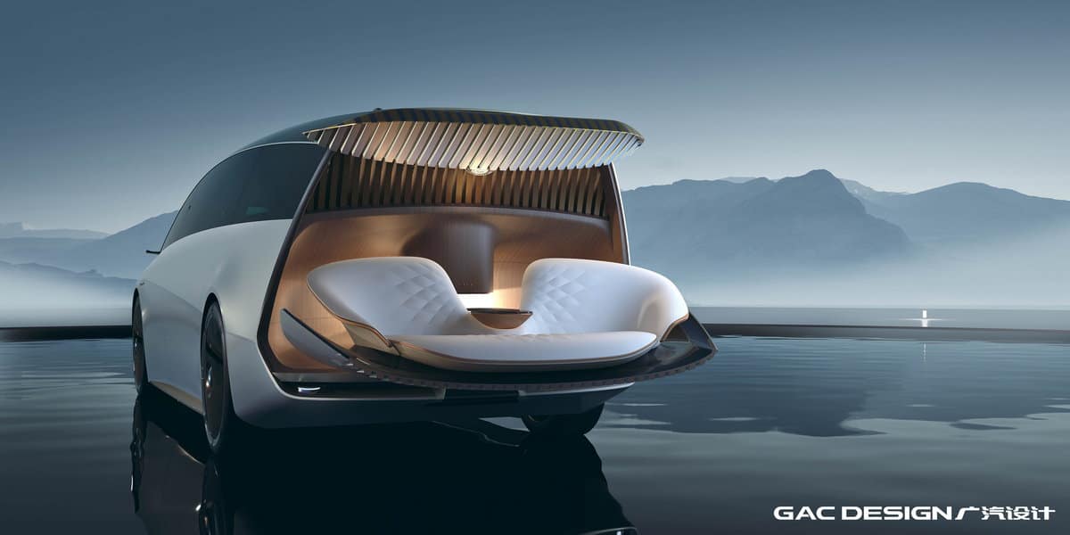 GAC Space rear seats extend out to make lounge seating