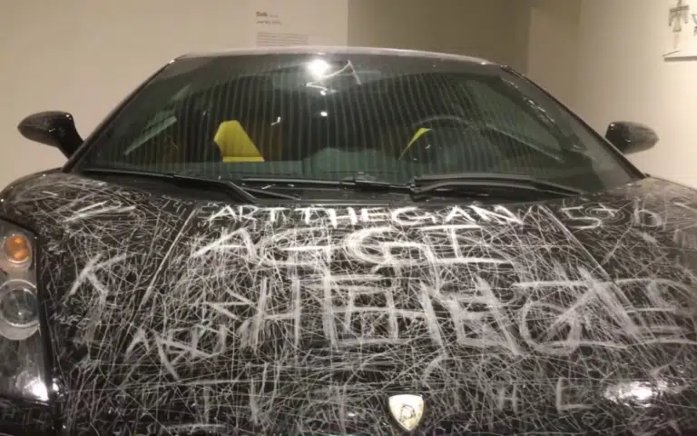 This Lamborghini Gallardo was the subject of an art exhibition in Denmark - where the artist invited the public to scratch it