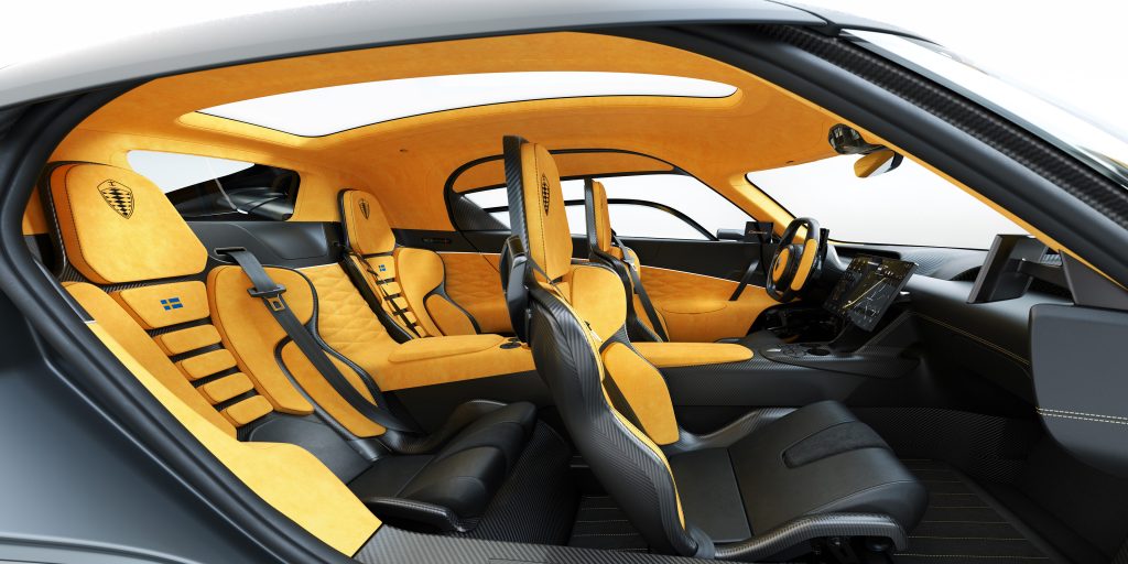 The interior of the hypercar, the Koenigsegg Gemera