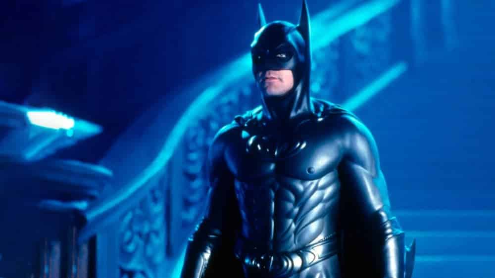 George Clooney wearing the Batsuit