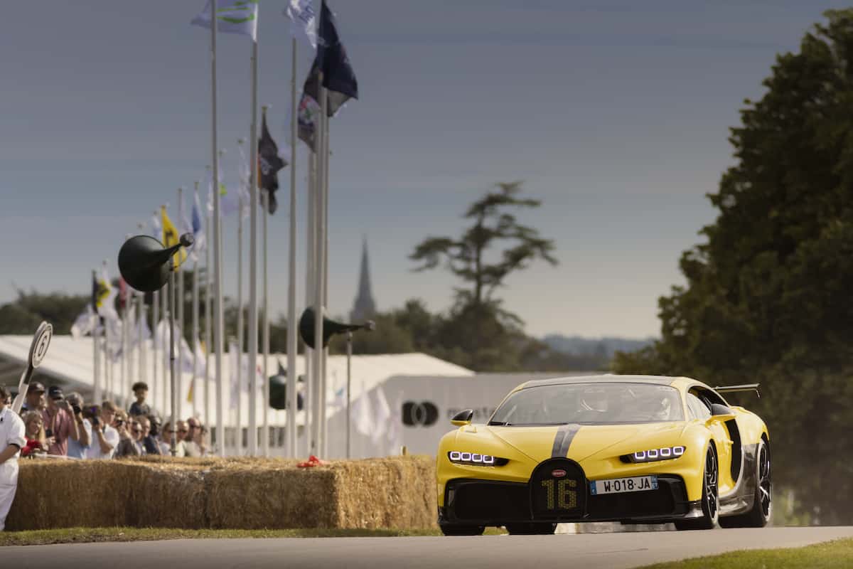 Bugatti Chiron on the hillclimb track at Goodwood Festival of Speed 2021