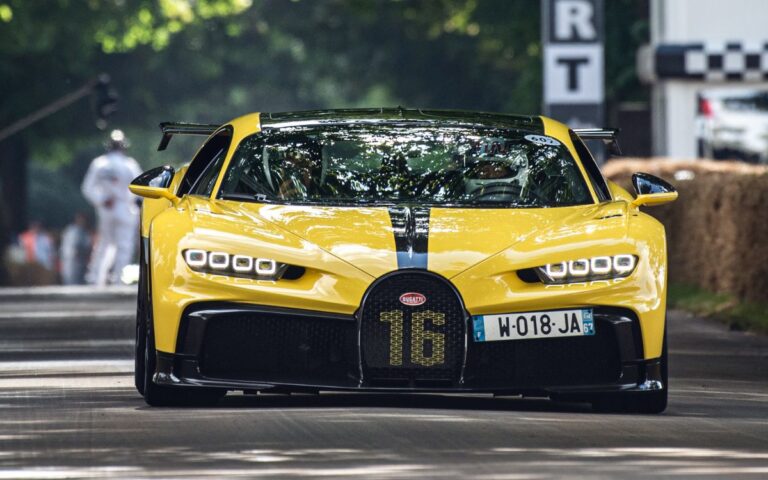 A yellow Bugatti at the Goodwood Festival of Speed