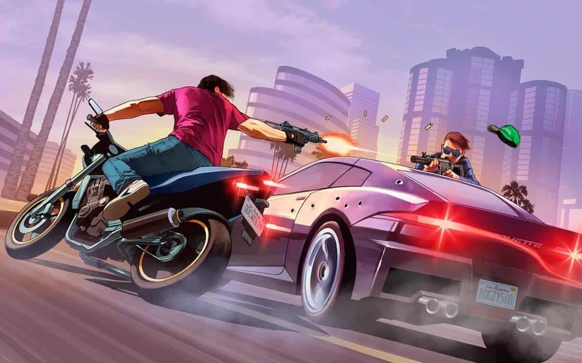 Bike and car shootout in Grand Theft Auto online