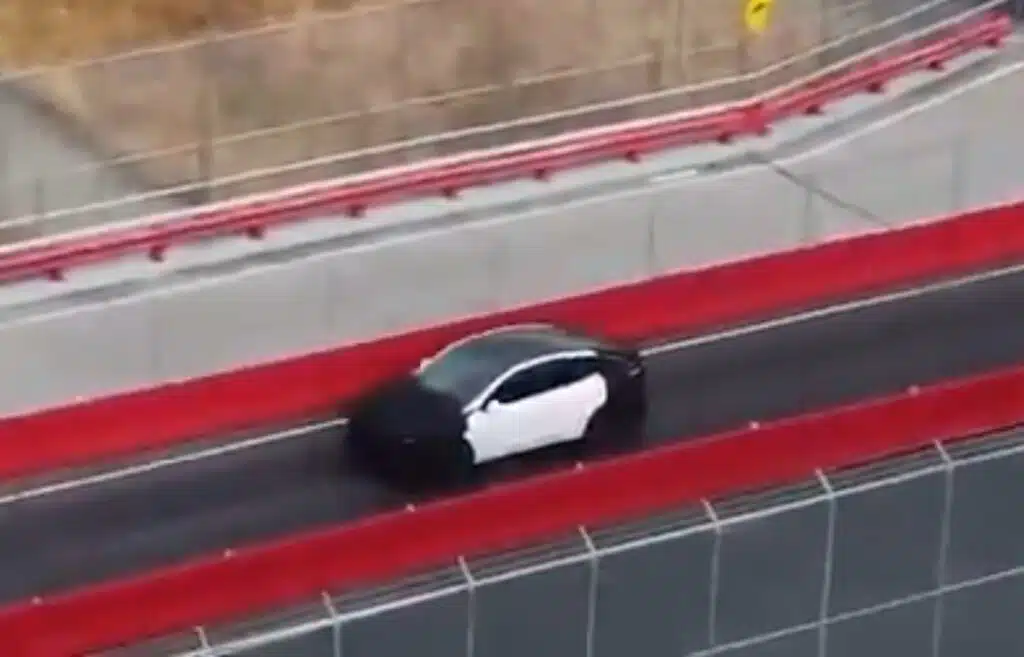 Drone flyover in Fremont California caught a possible glimpse of new Tesla model that's set to be ground-breaking