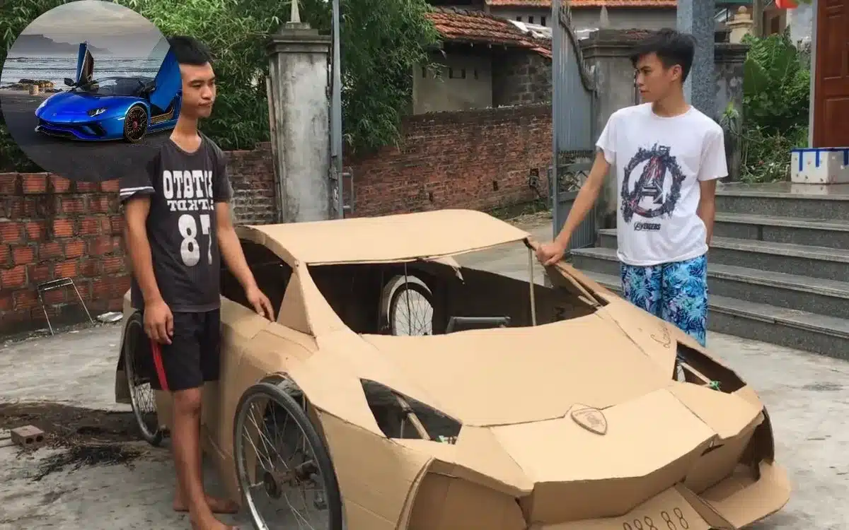 Guys in Vietnam build Lamborghini Aventador from old bicycles