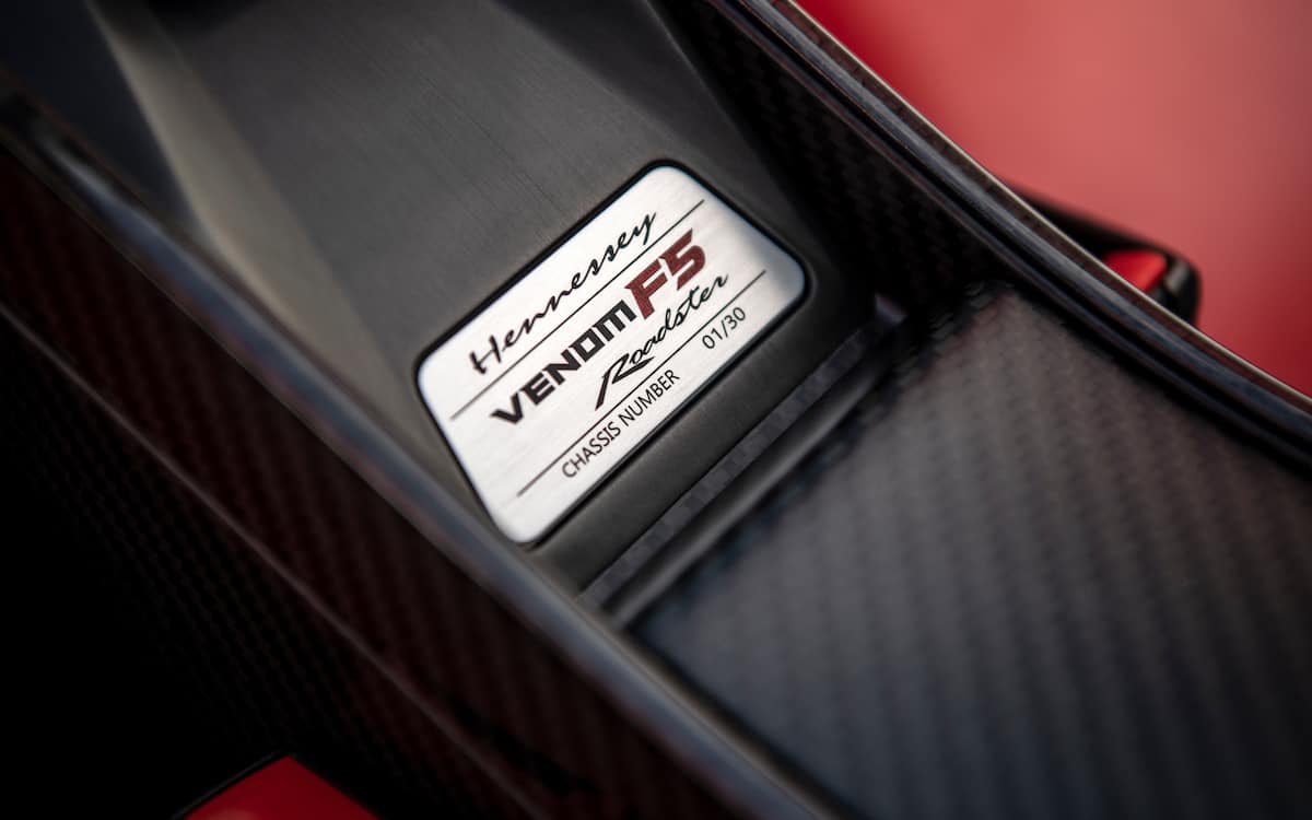 Venom F5 Roadster build plaque