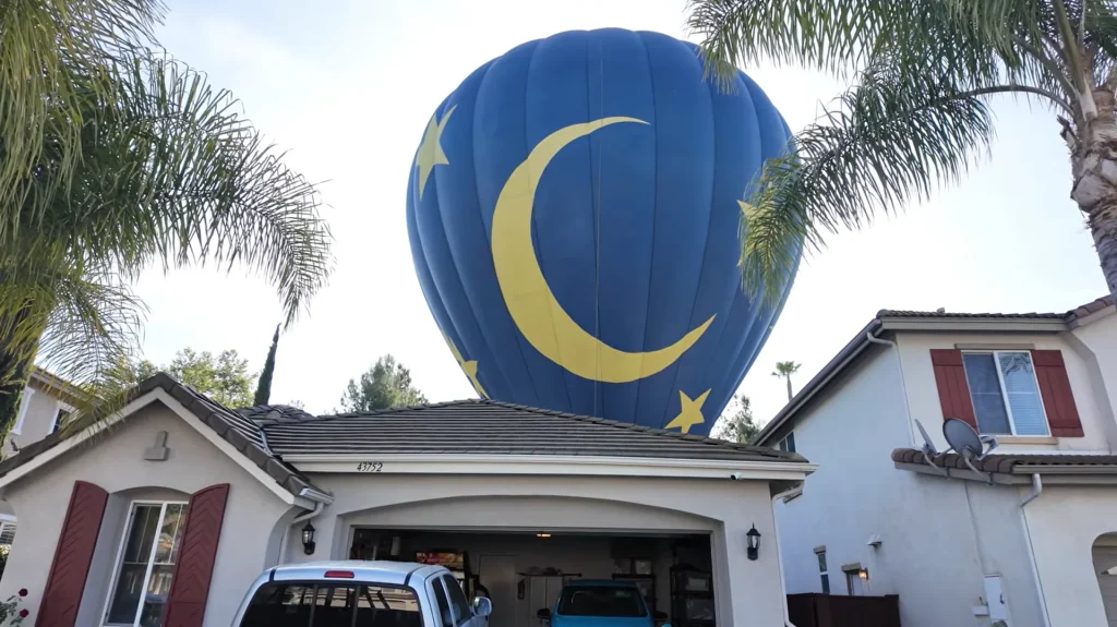 California man shocked to find hot air balloon with 13 strangers in his backyard