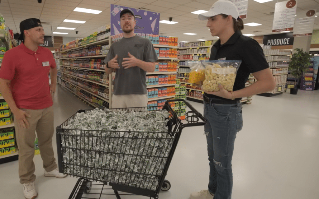 How much MrBeast owes for challenging a man to live in a store