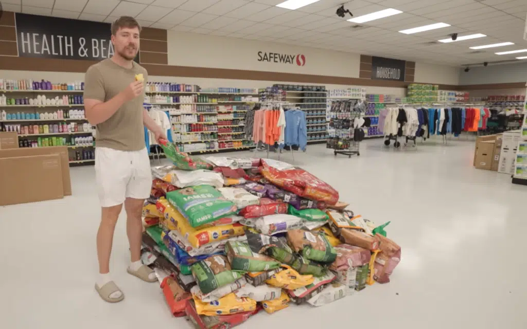 How much MrBeast owes for challenging a man to live in a store