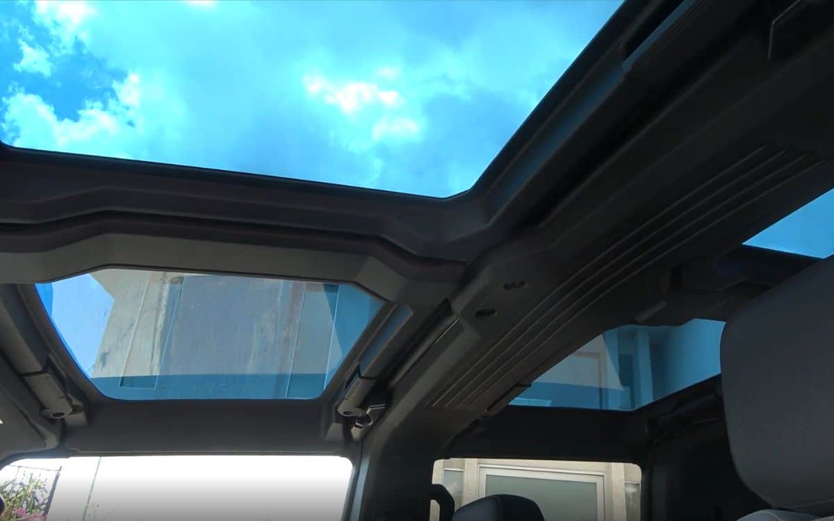The roof windows of the Hummer EV Pickup.