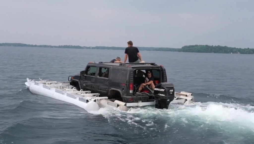 Hummer boat in the water
