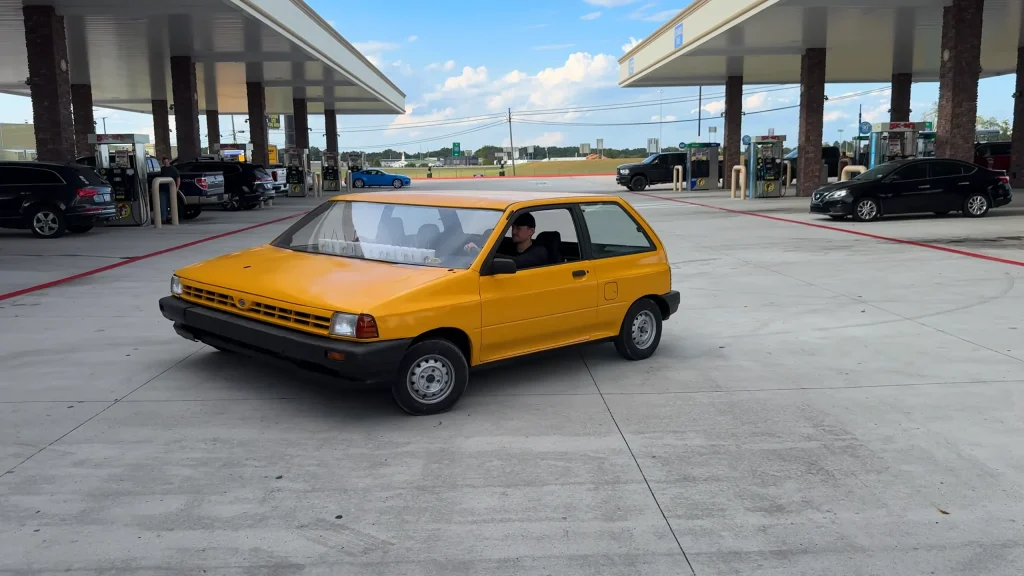 Nashville man who made world's thinnest road-legal car has now turned a tiny Ford Festiva into a bizarre 10-foot-wide highway monster