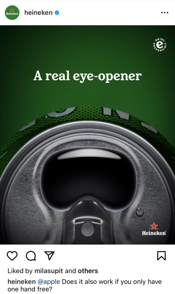 Apple Vision Pro reactions, Heineken