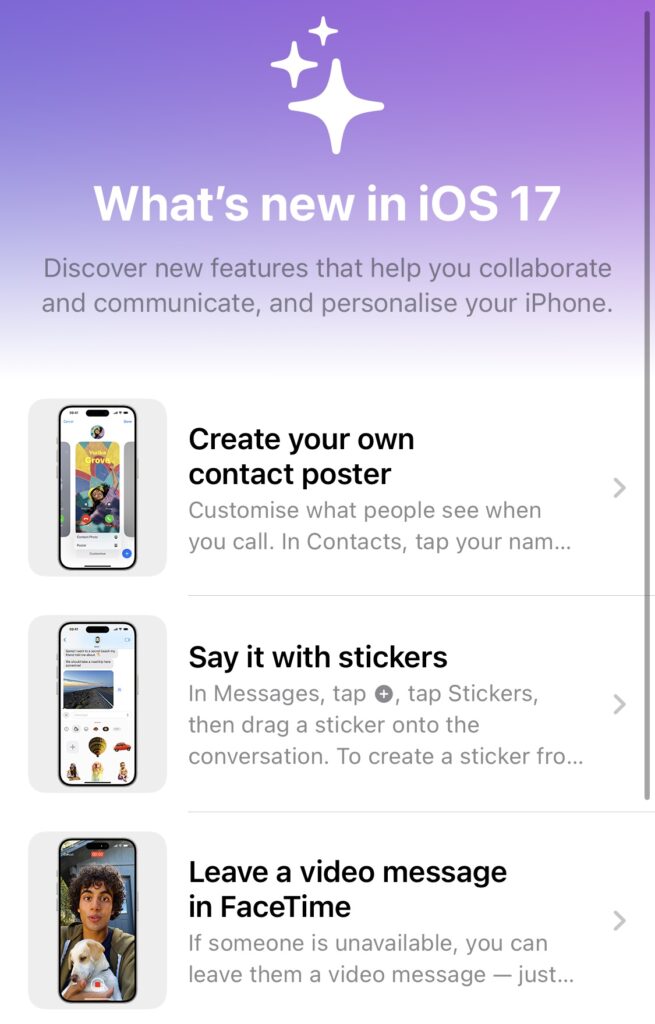 iOS 17 features