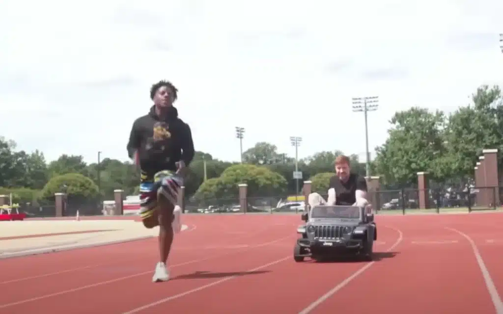 MrBeast stunned after IShowSpeed outpaces him despite driving 25mph in electric mini car