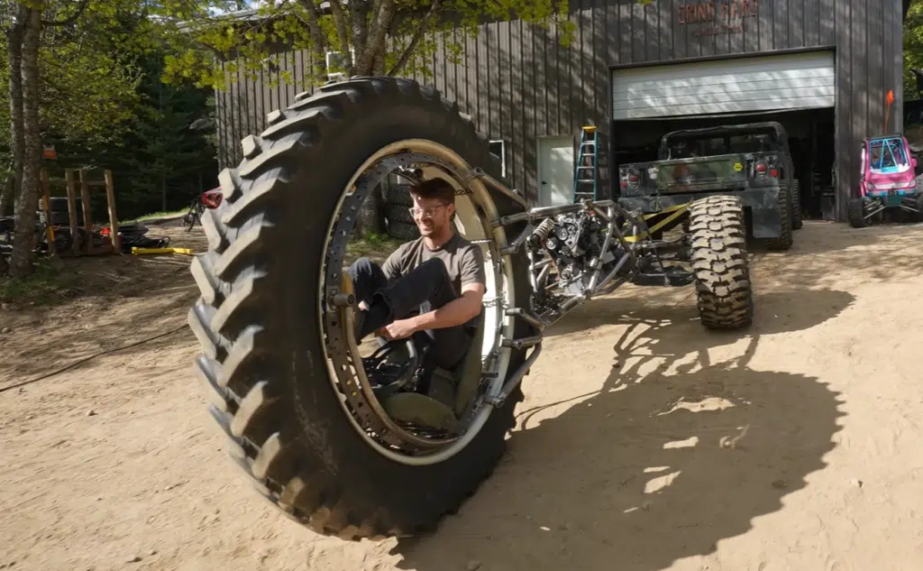 Idaho guys test a 3x3 custom build trike with pushrod suspension, rear-wheel steering, and a diesel-powered frame in their wildest off-road project yet
