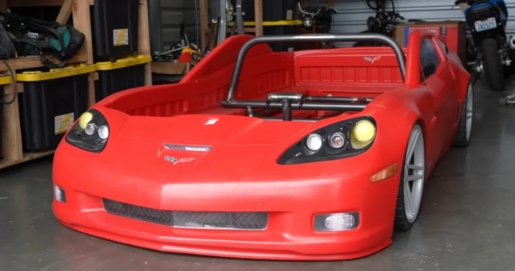 A Corvette bed started as a joke and ended up as a DIY Corvette race car built to drive, break parts, and surprise anyone who sees it