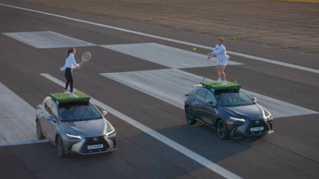 Two tennis stars set a rally record on top of moving Lexus SUVs, securing two Guinness World Records in a high-speed tennis stunt