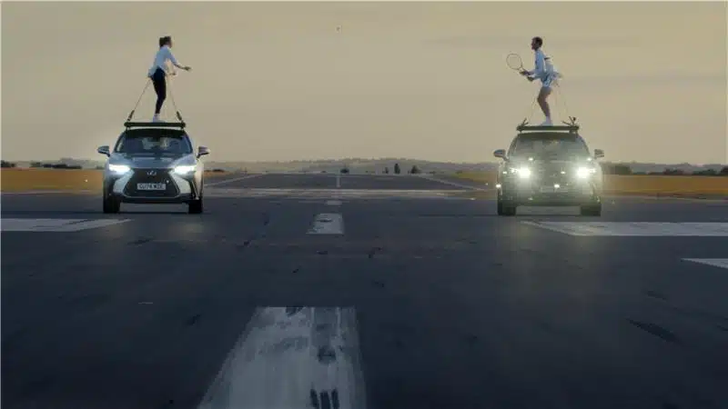 Two tennis stars set a rally record on top of moving Lexus SUVs, securing two Guinness World Records in a high-speed tennis stunt
