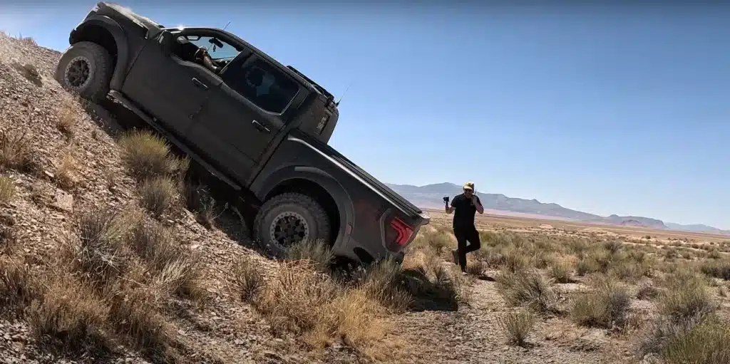 Utah guys put the Tesla Cybertruck against the Ford Raptor R in a steep incline test and  it was a close call
