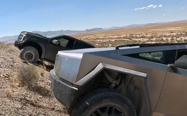 Utah guys put the Tesla Cybertruck against the Ford Raptor R in a steep incline test and  it was a close call