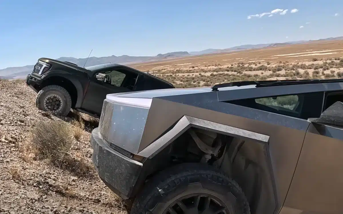 Utah guys put the Tesla Cybertruck against the Ford Raptor R in a steep incline test and it was a close call