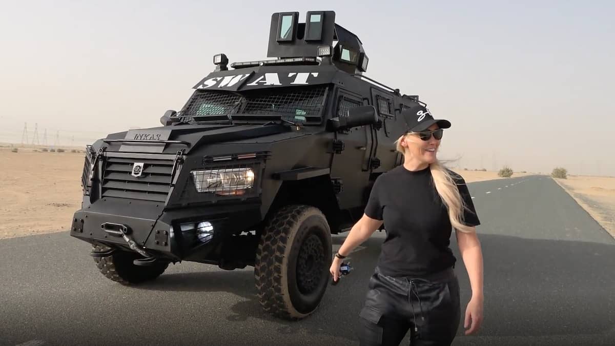 Supercar Blondie with the Inkas TitanDS armored SWAT vehicle