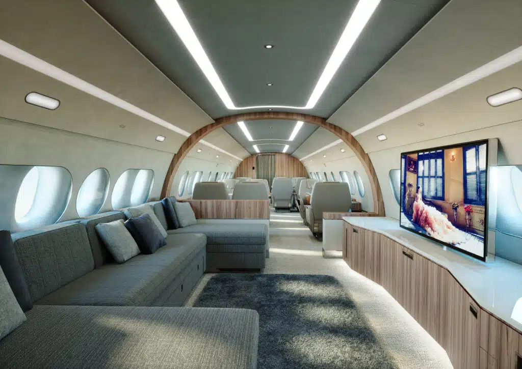 Interior of $80M Airbus private jet like luxe airborne home