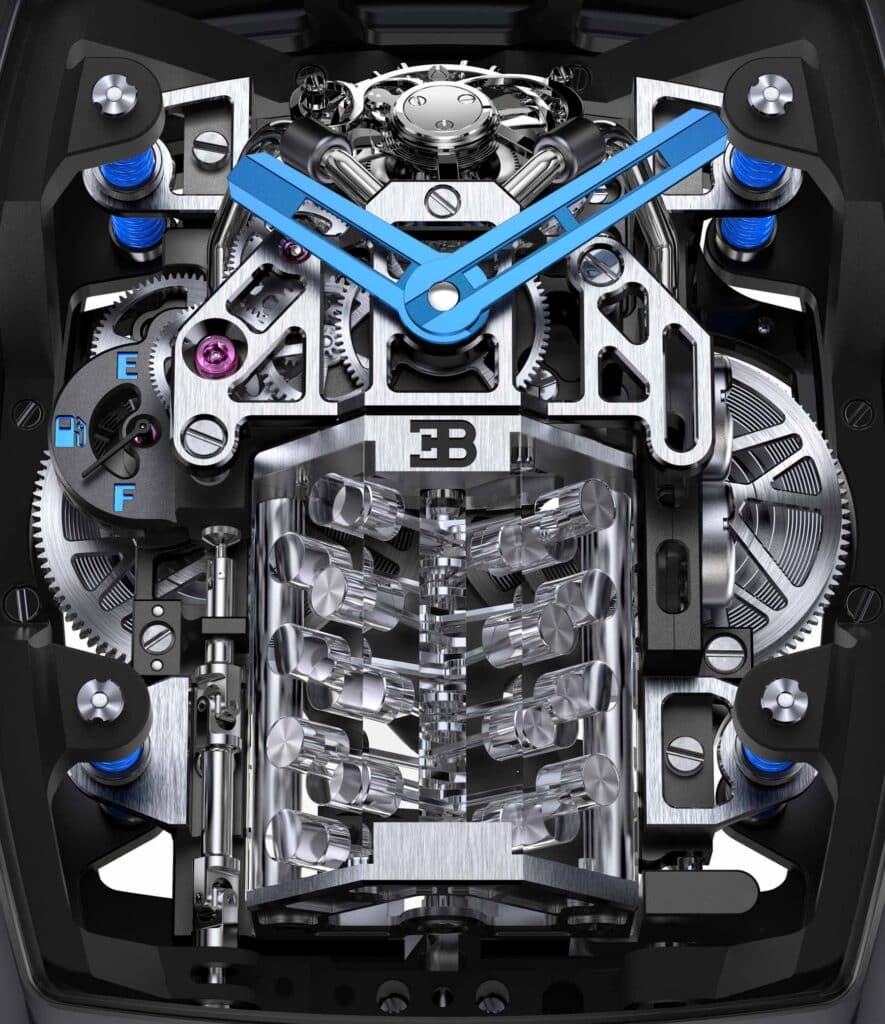 Jacob & Co Bugatti Chiron watch, engine detail