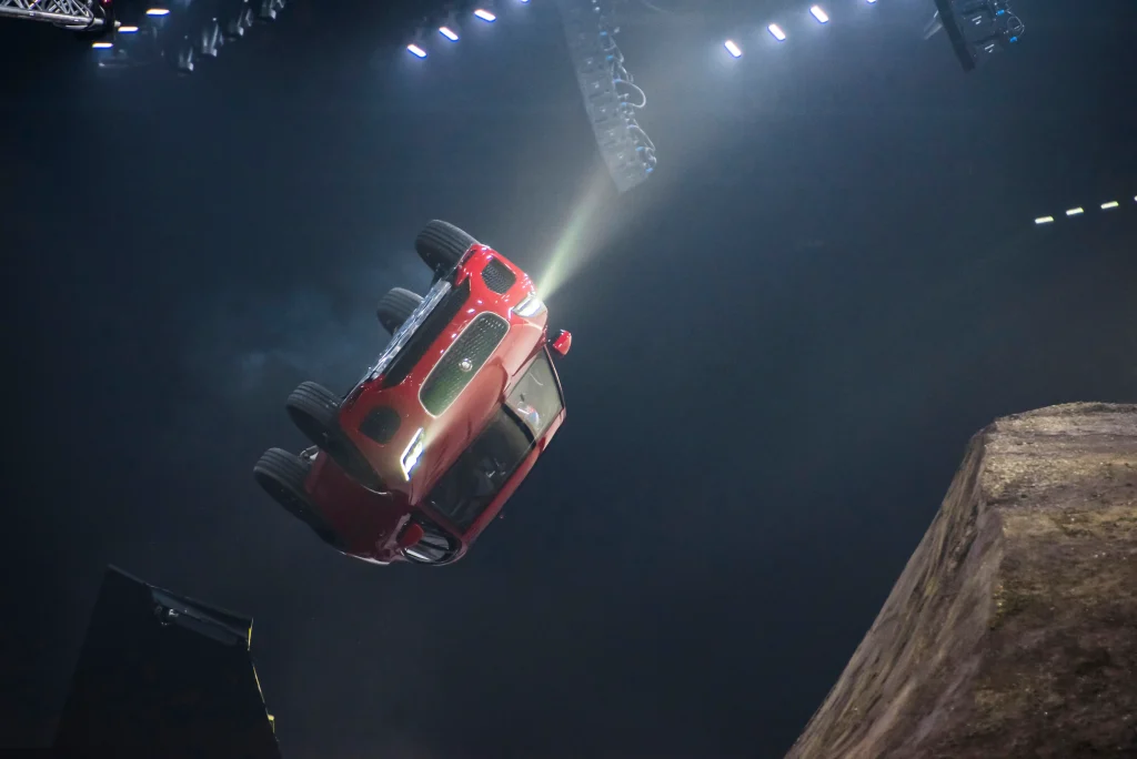 Jaguar launched its E-PACE SUV by throwing it into an incredible 270-degree barrel roll and it looks like it's broken physics