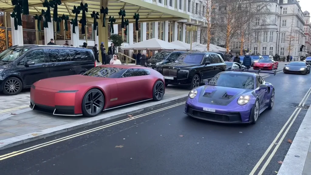 The Jaguar Type 00 concept was spotted in London in red and the brand meant it to happen this way