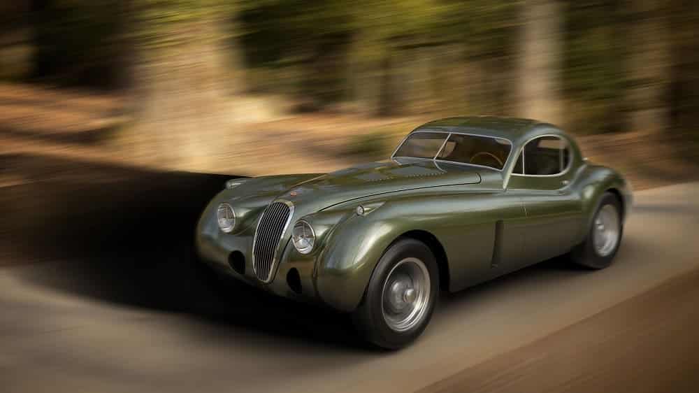 Jaguar XK on the road.