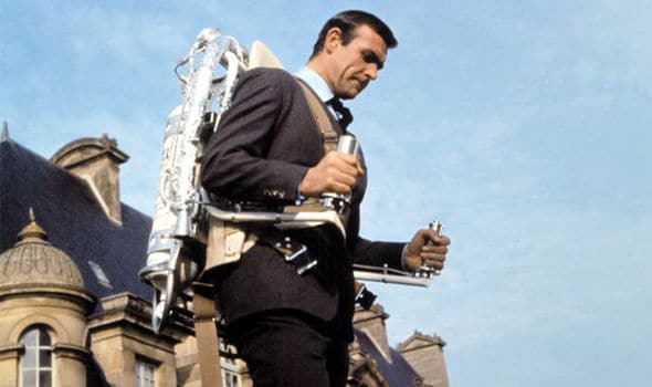 The concept of the jetpack was popularised by Sean Connery in the 007 film Thunderball (1965).