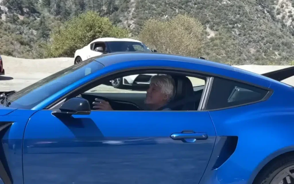 Jay Leno showed up unannounced at a car meet at the wheel of the ultra-rare Ford Mustang GTD that Ford CEO Jim Farley personally delivered to him