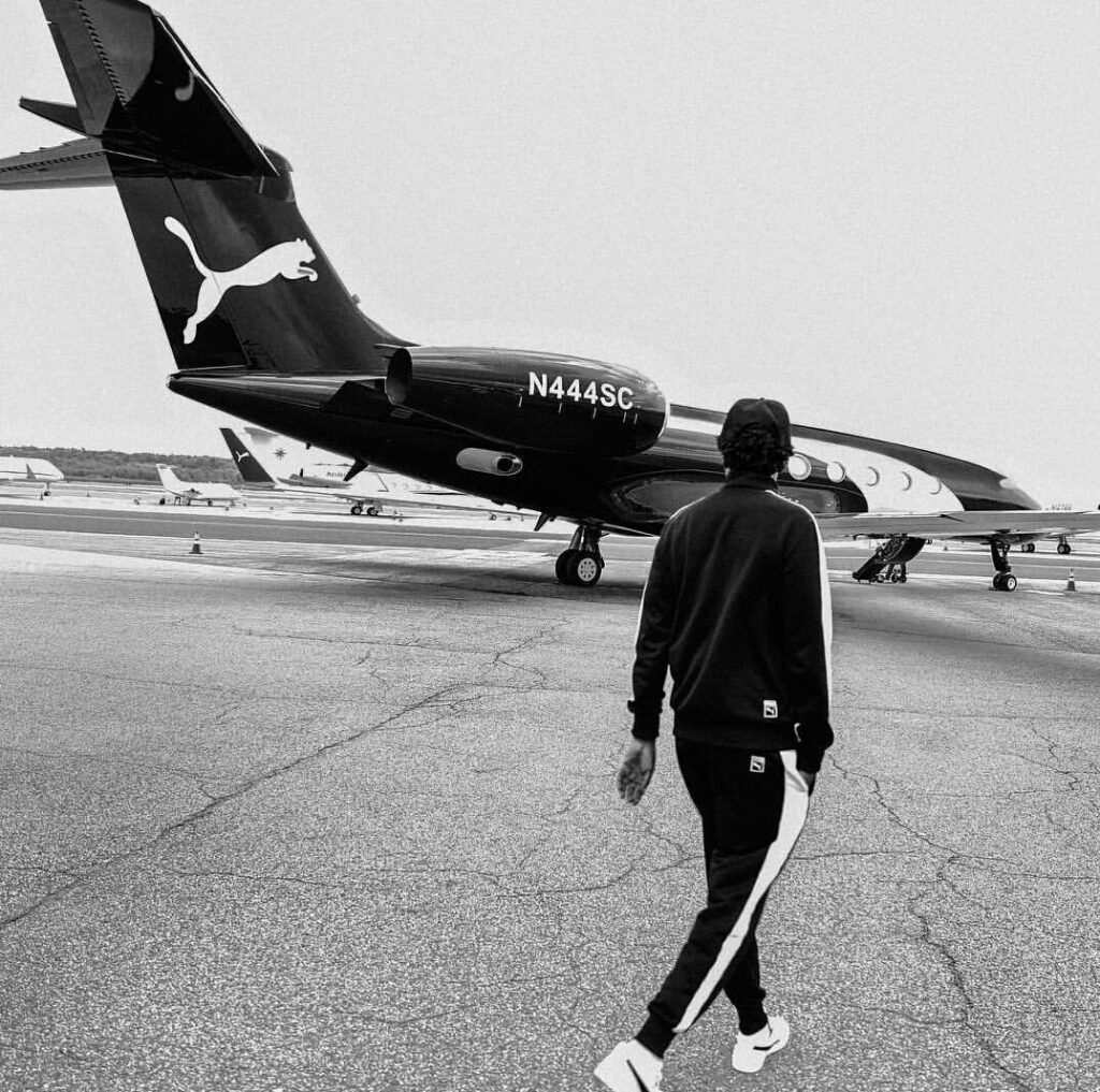 Jay-Z with his Puma-sponsored private jet