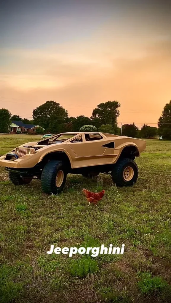 Meet the Jeeporghini, DIY automotive creation crafted by North Carolina YouTuber Kyle Lewis, combining a Jeep and a Lamborghini