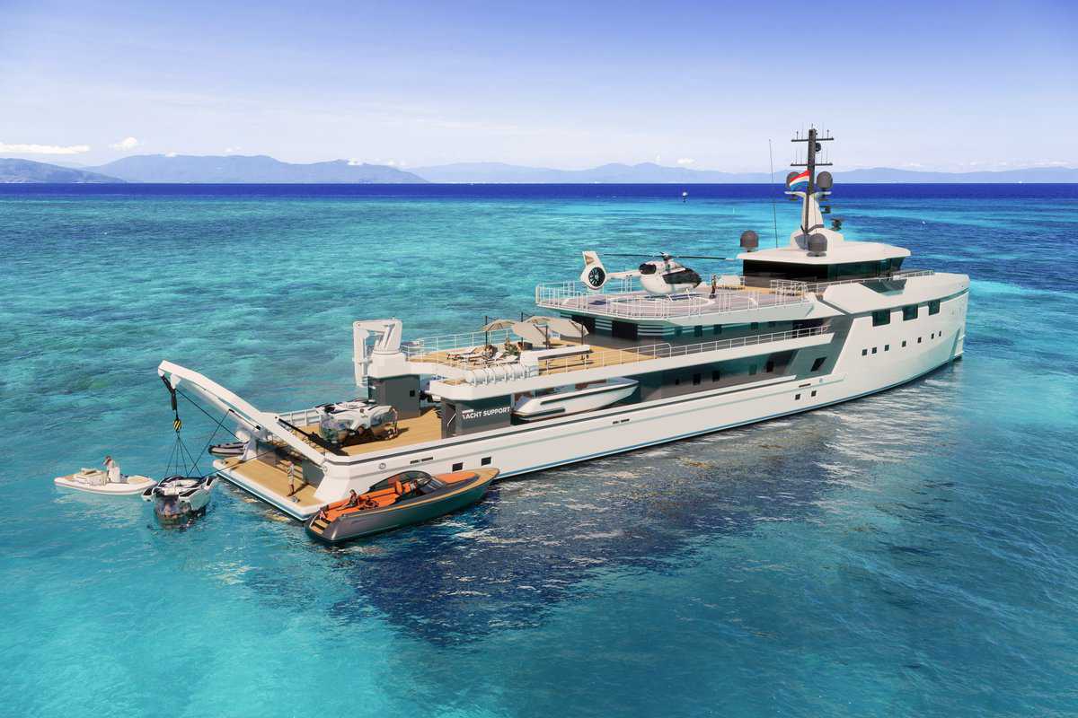 jeff bezos yacht with support yacht