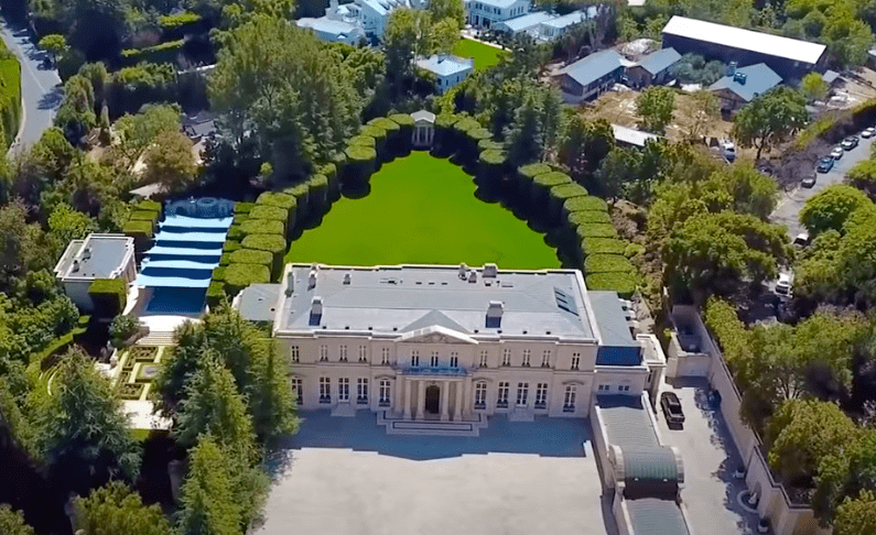 An aerial view of the Amazon founder's Beverly Hills house.